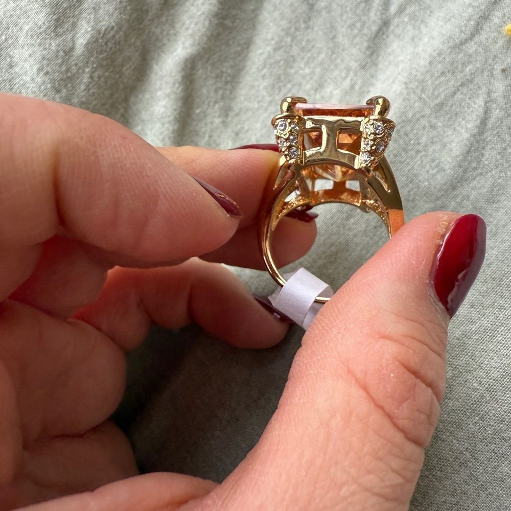 NWT 90s Camille Lucie 14 K Gold Plated Sterling Silver Massive Citrine Swarovski - Picture 8 of 9
